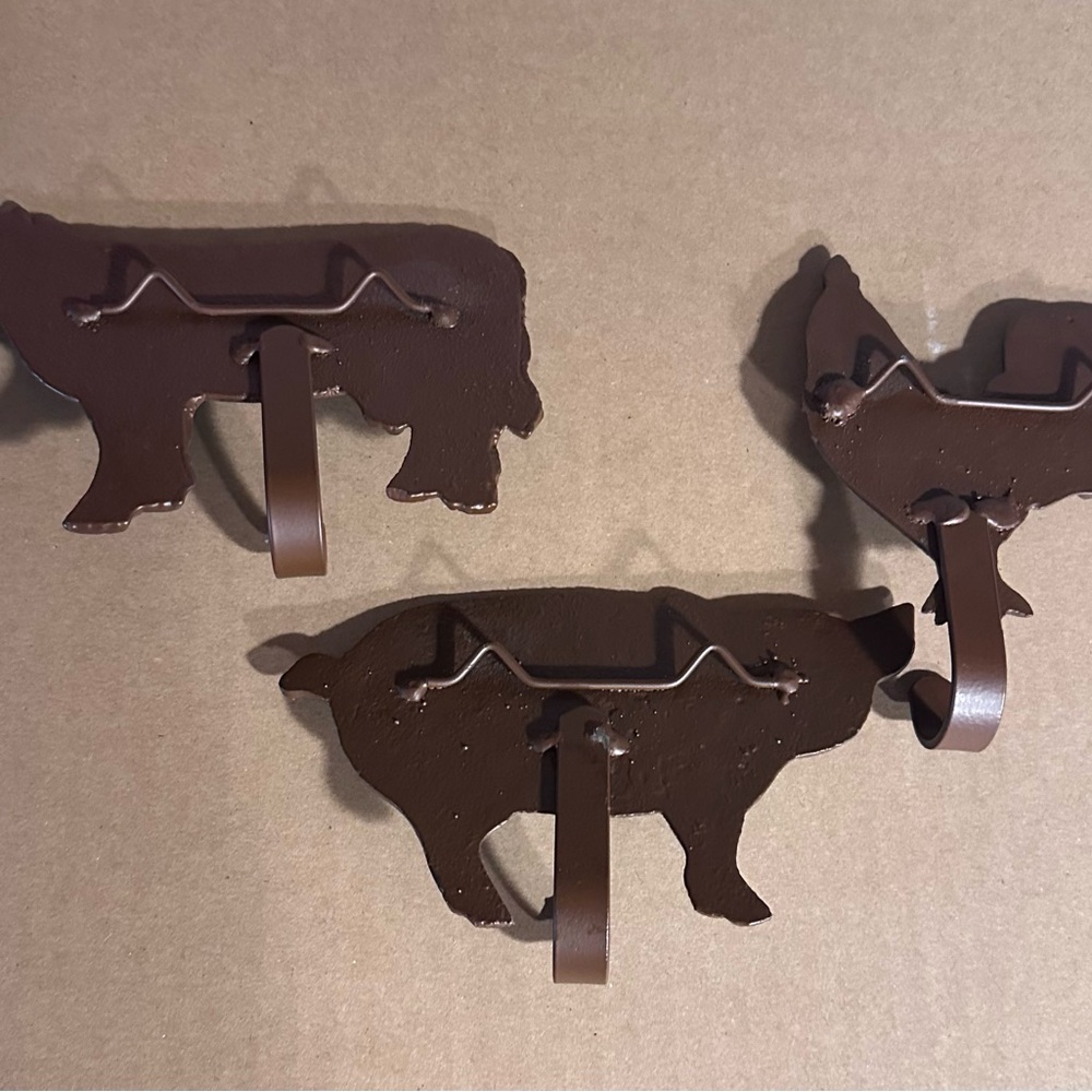 Home Interiors Brown Farm Animal Hook Trio - Picture 2 of 3